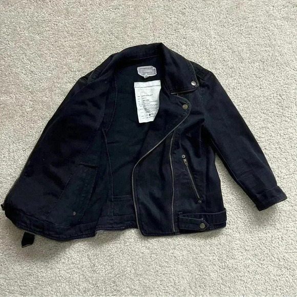 Current/Elliott Current Elliott The Zipper Edge Biker Moto Jacket Night Wash 0 - Picture 3 of 16